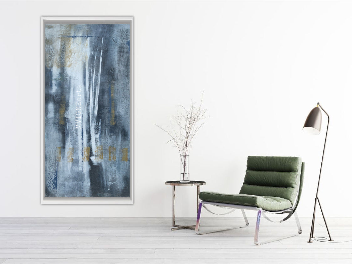 Blue Steel abstract artwork on canvas, perfect for modern home decor
